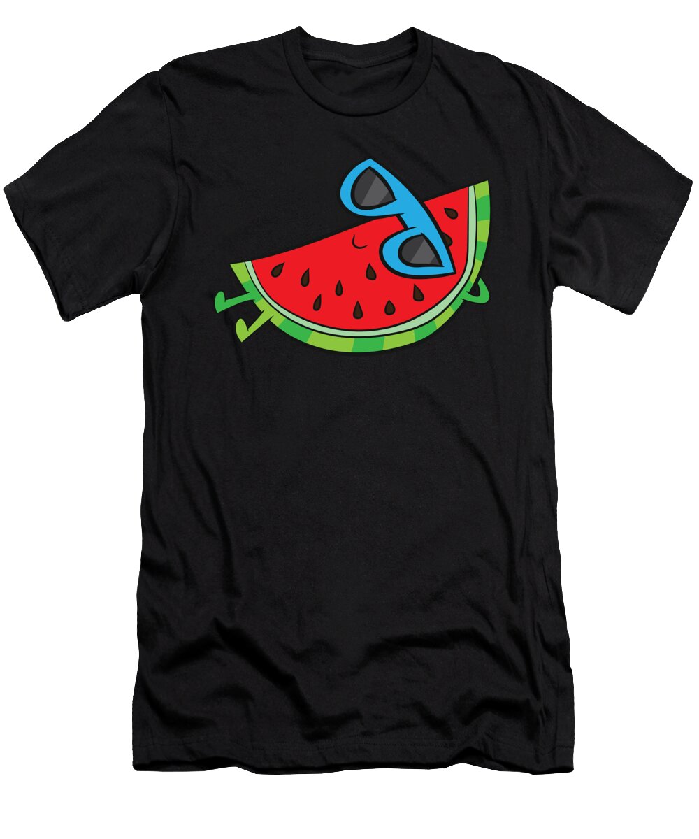 Cute Melon Summer Fruit Sunglasses on Watermelon Eq Designs T-Shirt