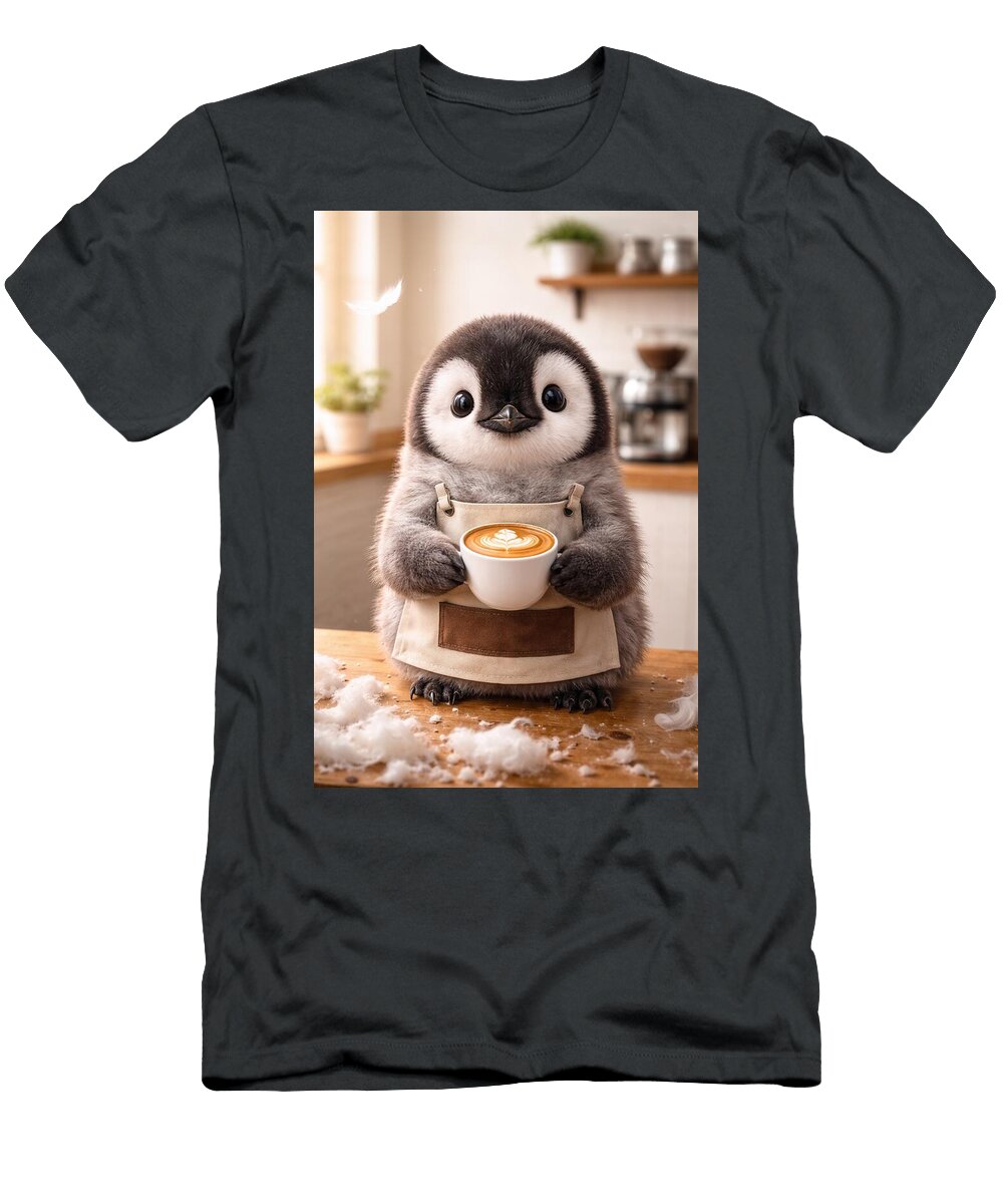 Cute Penguin Barista Holding Coffee Ego Crash T-Shirt