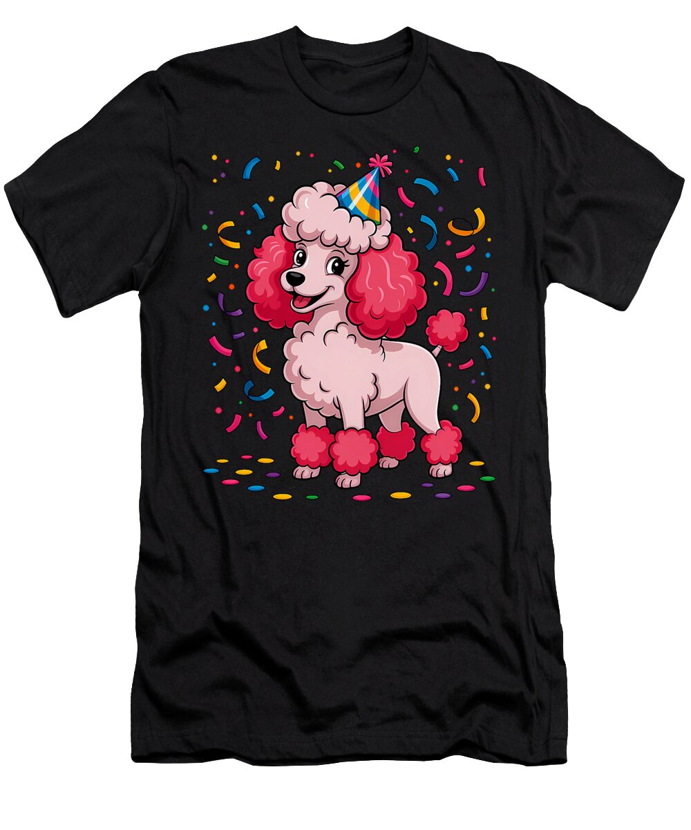 Cute Pink Poodle Birthday Standard Dog Party Sophie Eleanor T-Shirt