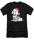 Cute Poodle Christmas Dog Wrapped in Lights Hat Natalie Lidford T-Shirt