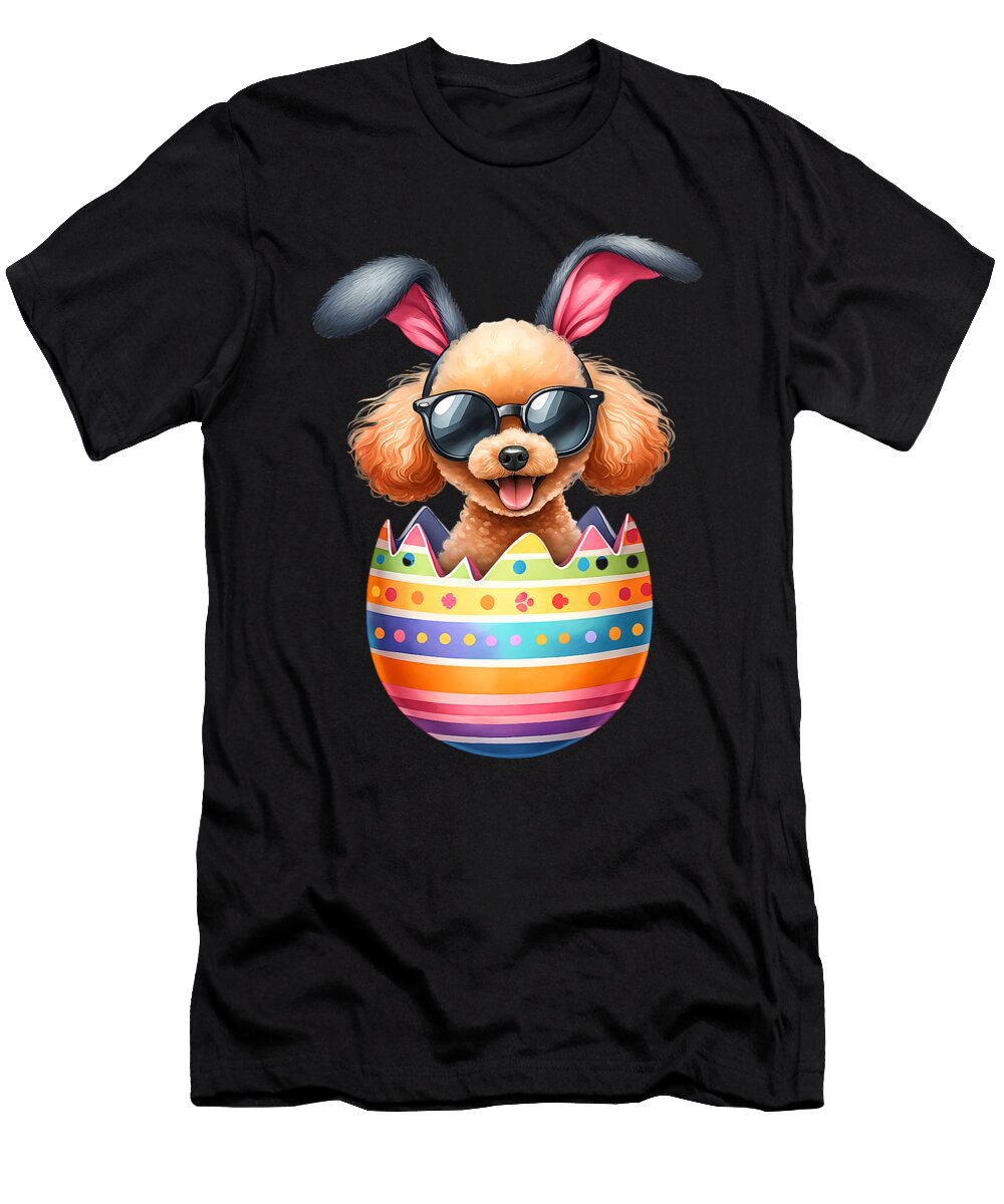 Cute Poodle Egg Happy Easter Day Dog Dad Dog Mom Natalie Lidford T-Shirt