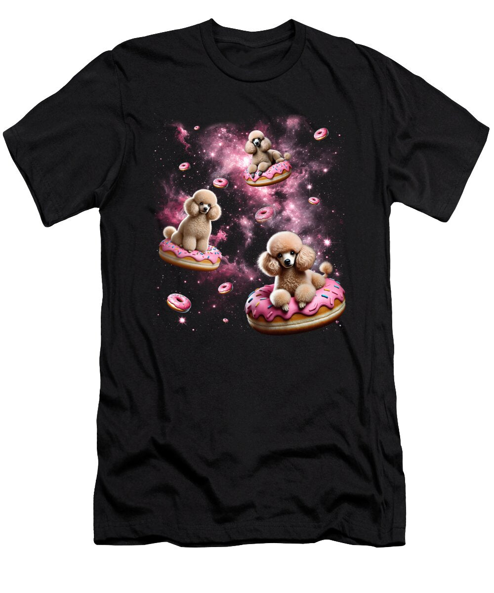 Cute Poodle Riding Donut Space Galaxy Poodle Lover Job T-Shirt