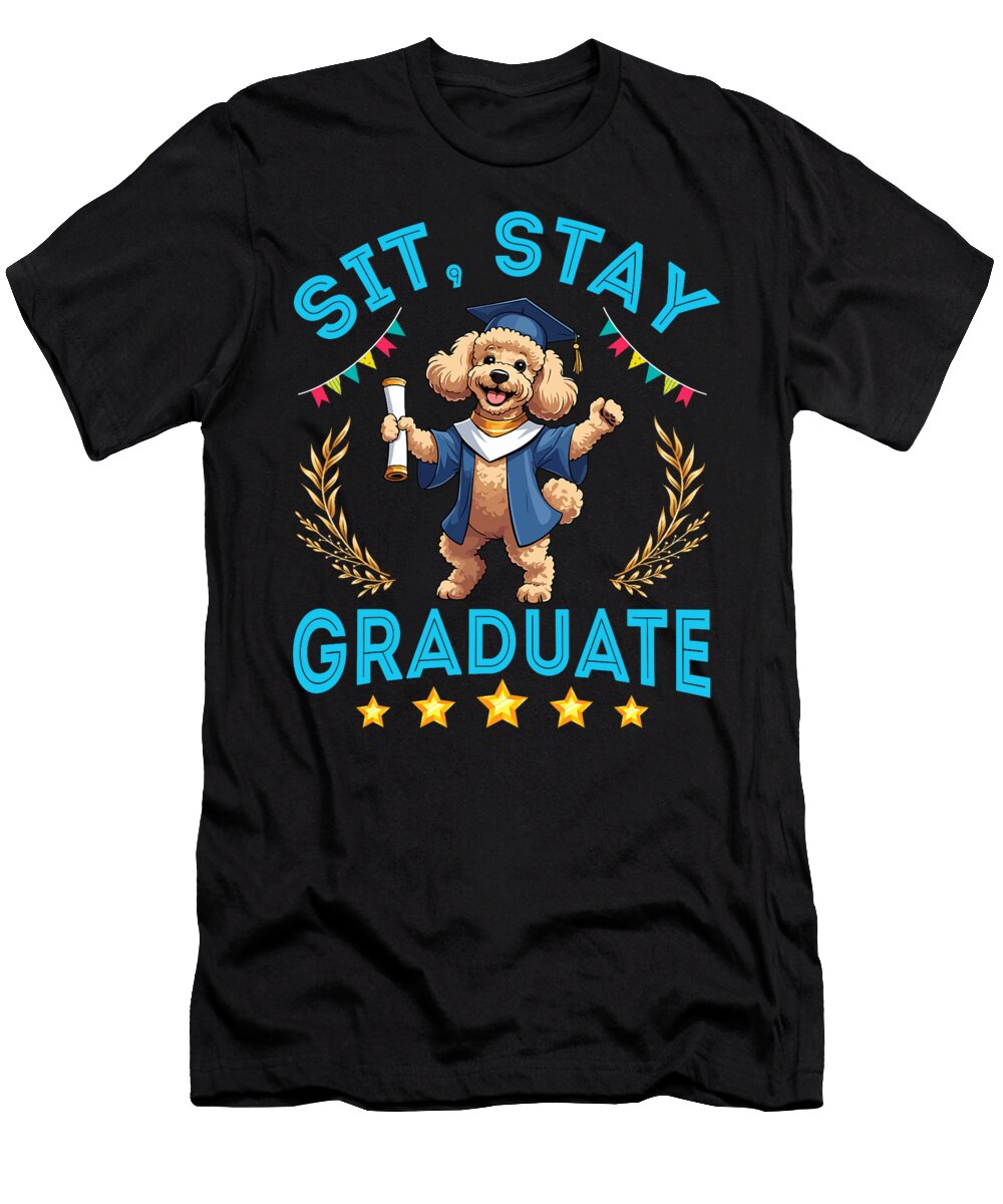 Cute Poodle Senior Dad Mom Sit Stay Graduate Sophie Eleanor T-Shirt