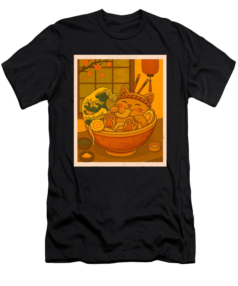 Cute Ramen Cat Noodles Bowl Kawaii Anime Cat Zyneu Gangd T-Shirt