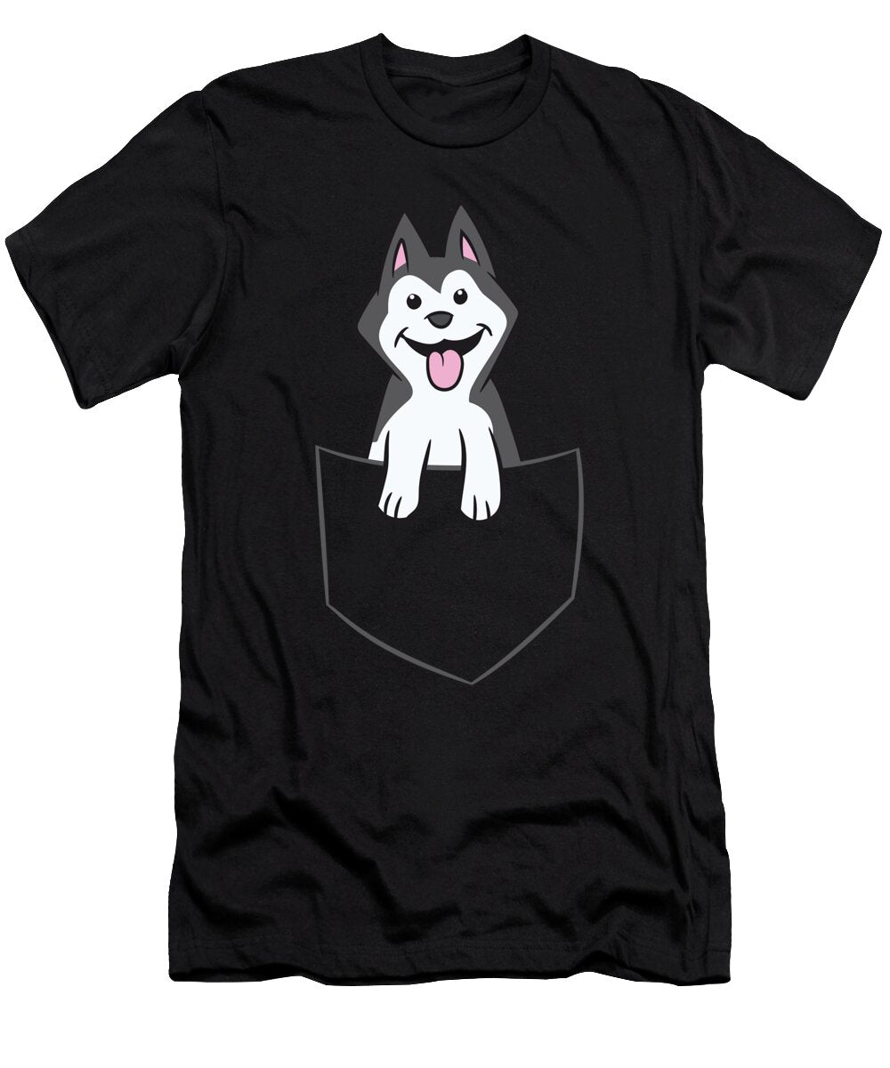 Cute Siberian Husky in Pocket Funny Husky in Pocket Eq Designs T-Shirt