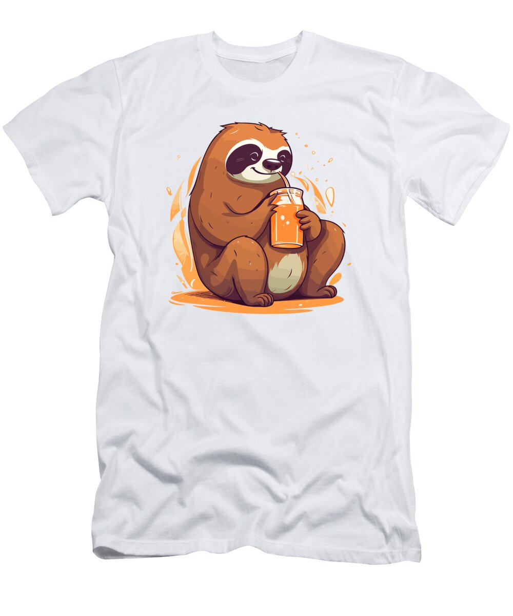 Cute Sloth Drinking Soda Amir Faysal T-Shirt
