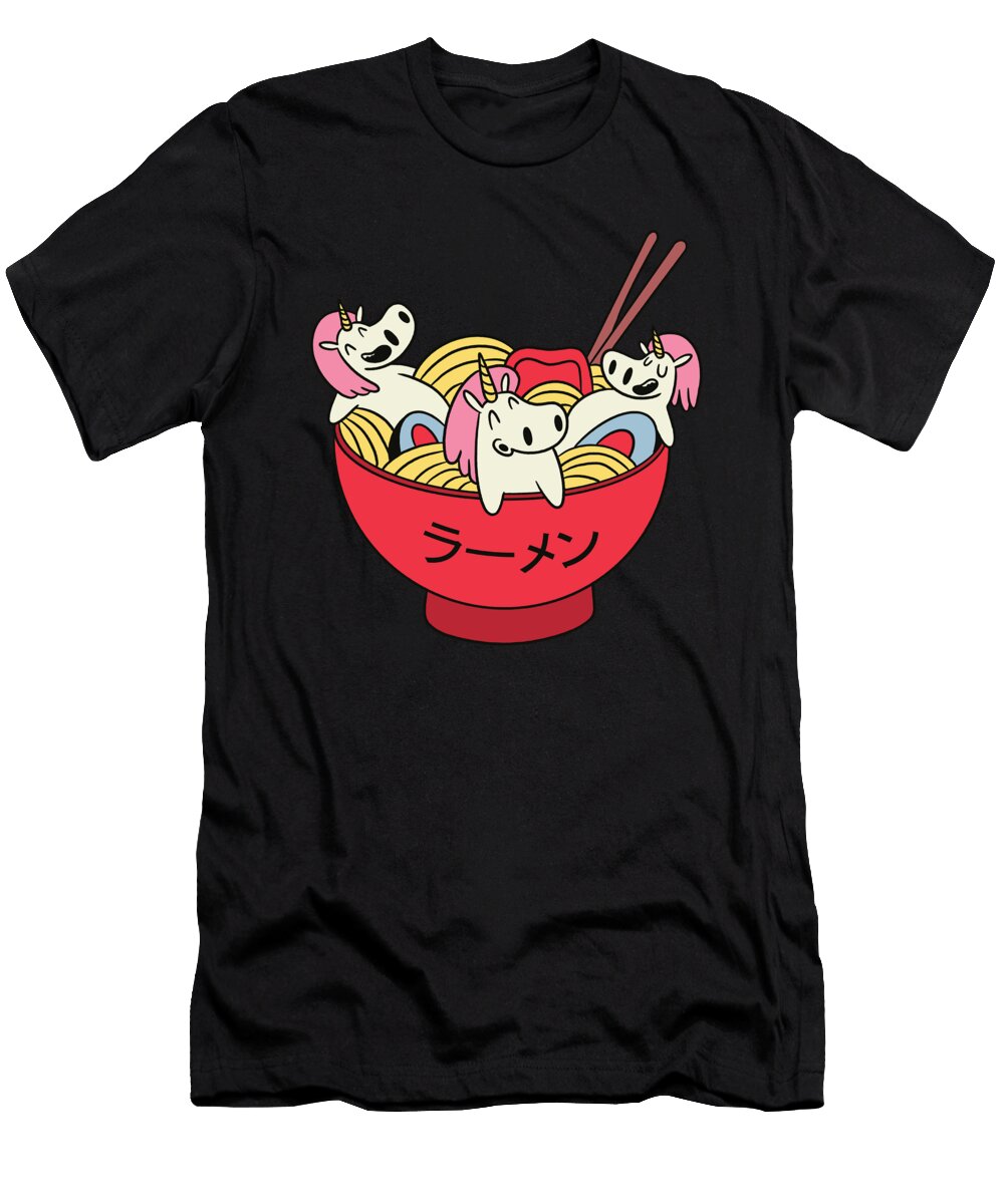 Cute Unicorns Lying in Ramen Noodle Bowl Designed By Vexels T-Shirt