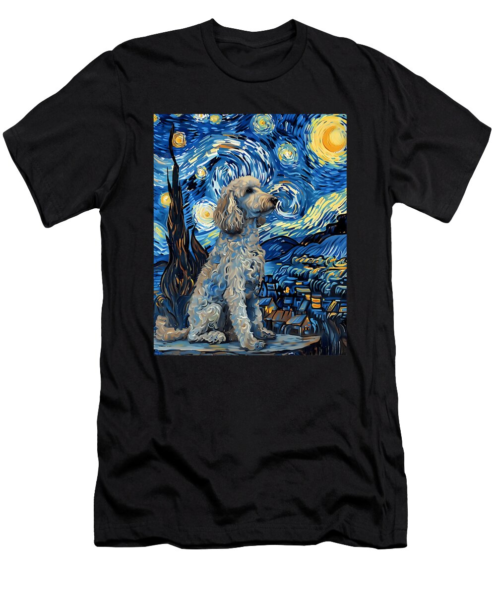 Cute Van Gogh Poodle Dog Starry Night Funny Zyneu Gangd T-Shirt