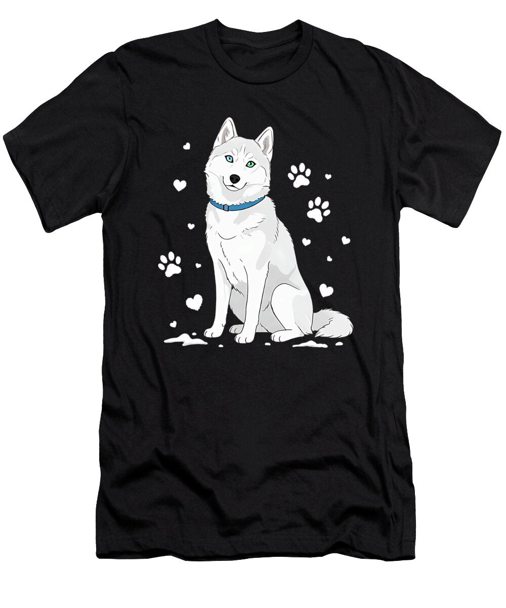 Cute White Siberian Husky Cool White Snow Dog Sophie Eleanor T-Shirt