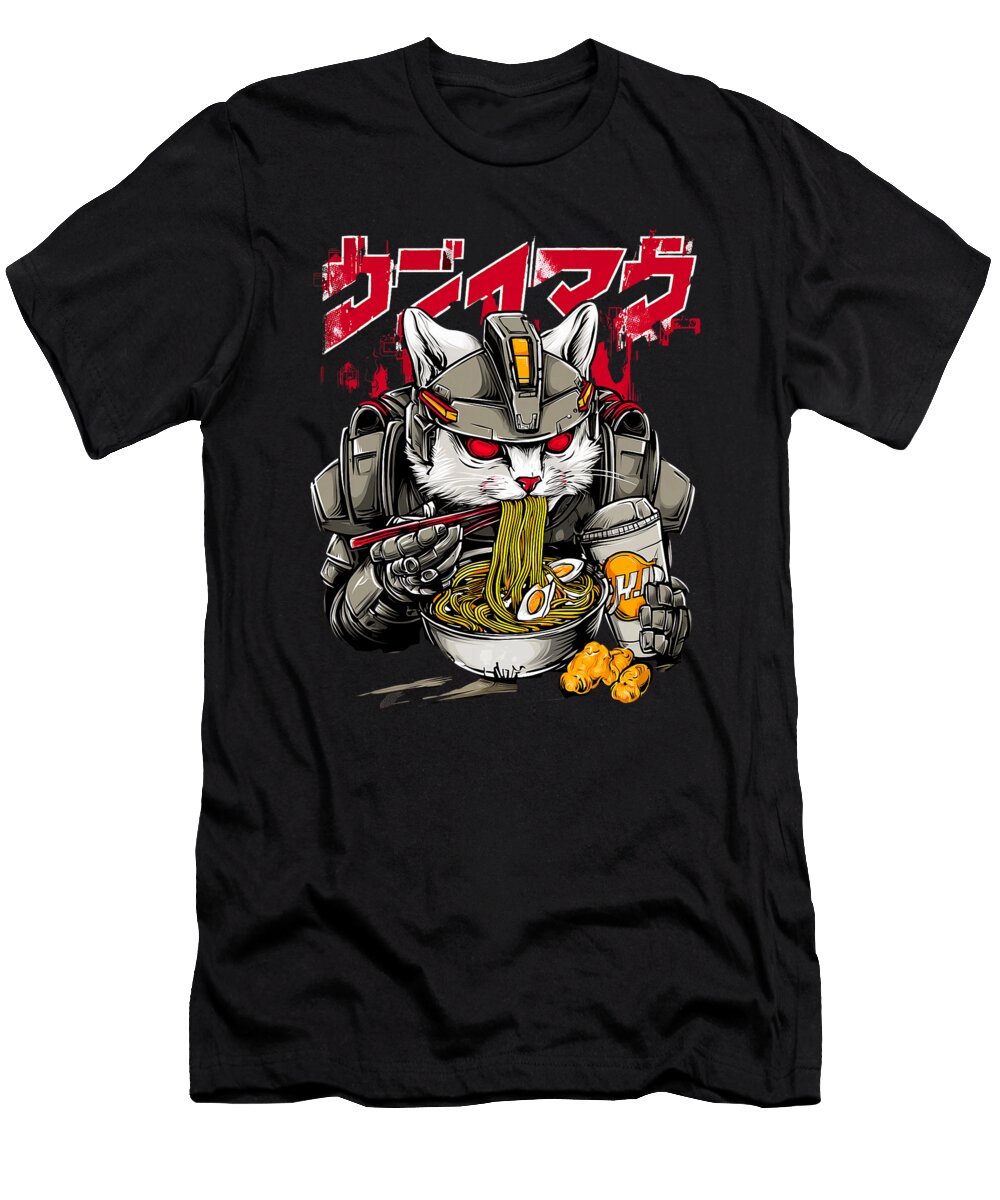 Cyberpunk Cat Japan Streetwear Y2K Anime Manga Zyneu Gangd T-Shirt