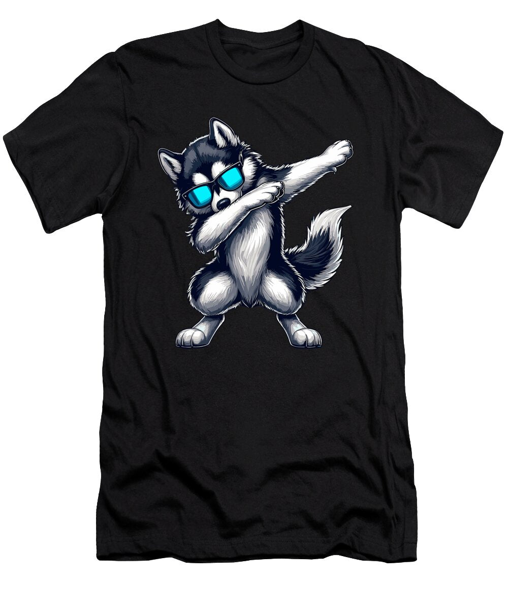 Dabbing Siberian Husky with Sunglasses Siberian Sophie Eleanor T-Shirt