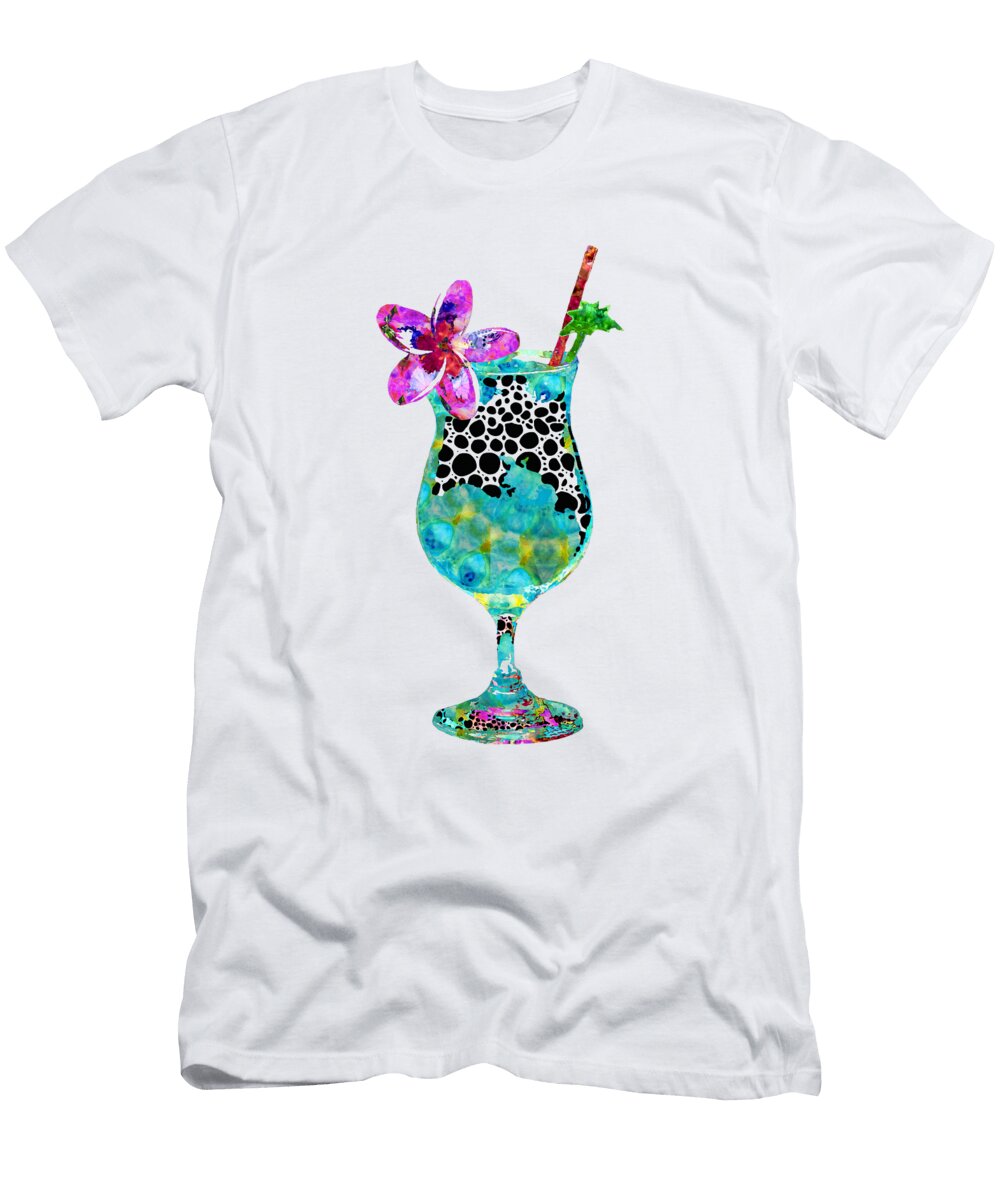 Daiquiri Dance Tropical Cocktail Art Sharon Cummings T-Shirt