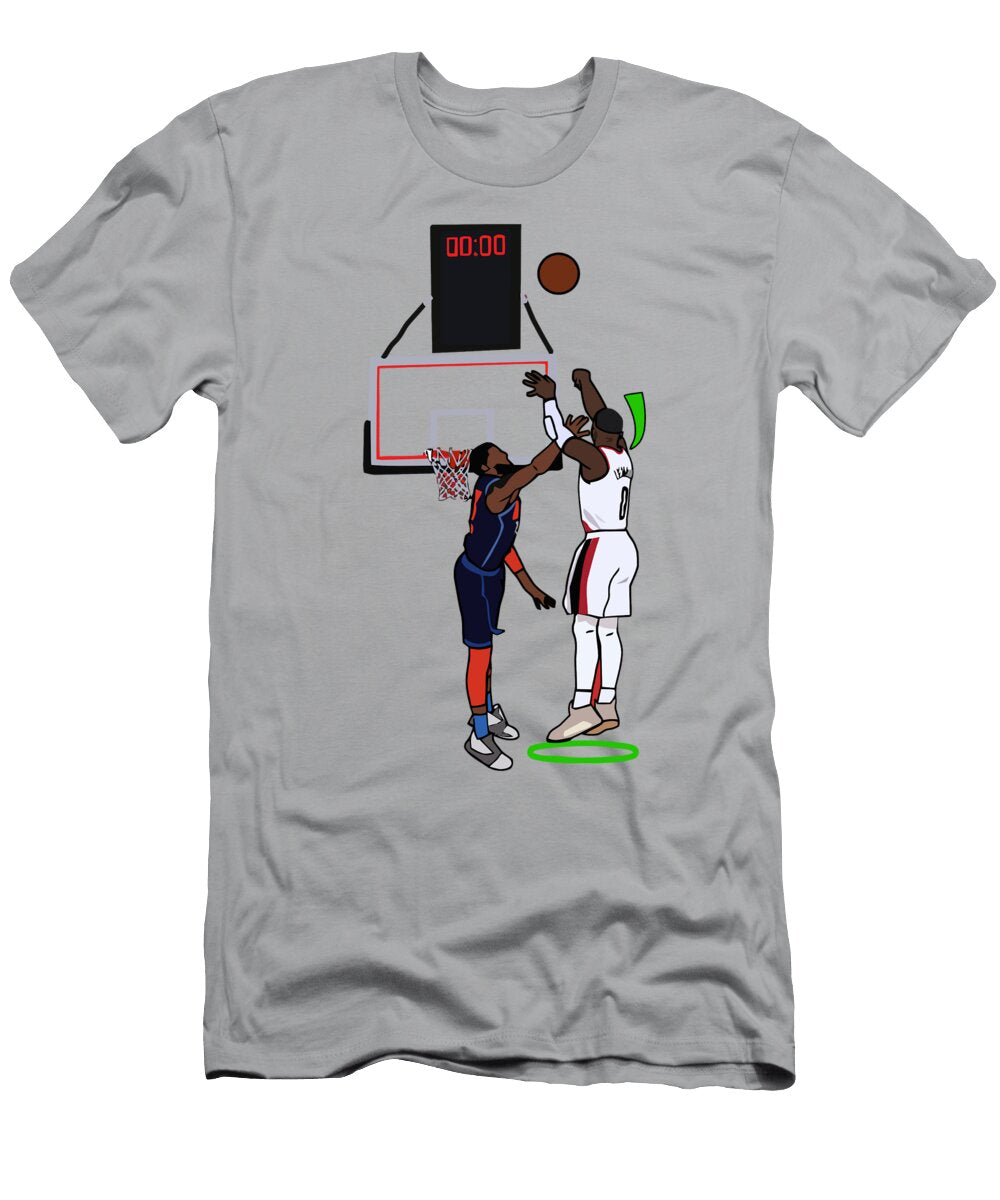 Damian Lillard Hits a Green Light Over Paul George Ftw Emas Prayoga T-Shirt