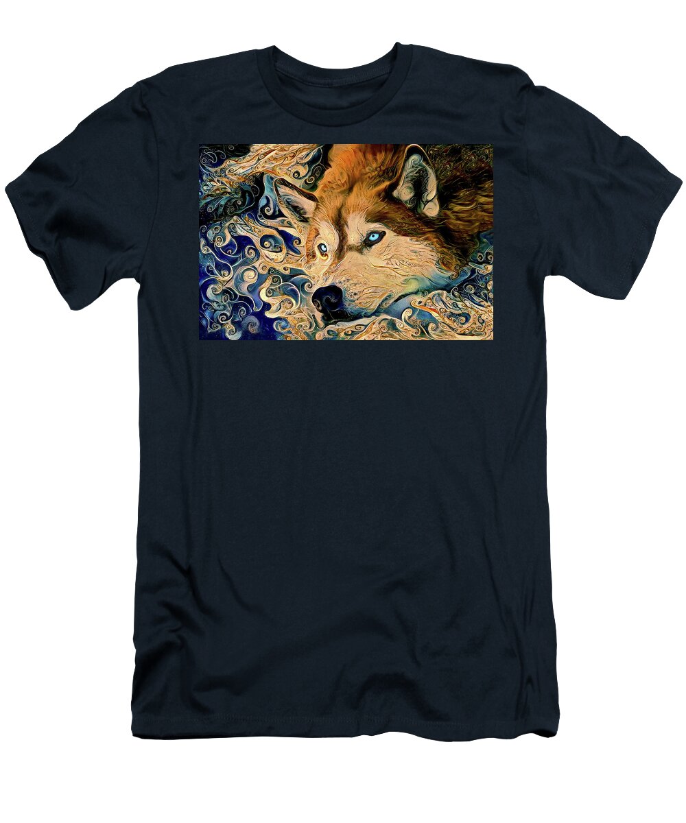 Daydreaming Siberian Husky Dog Peggy Collins T-Shirt