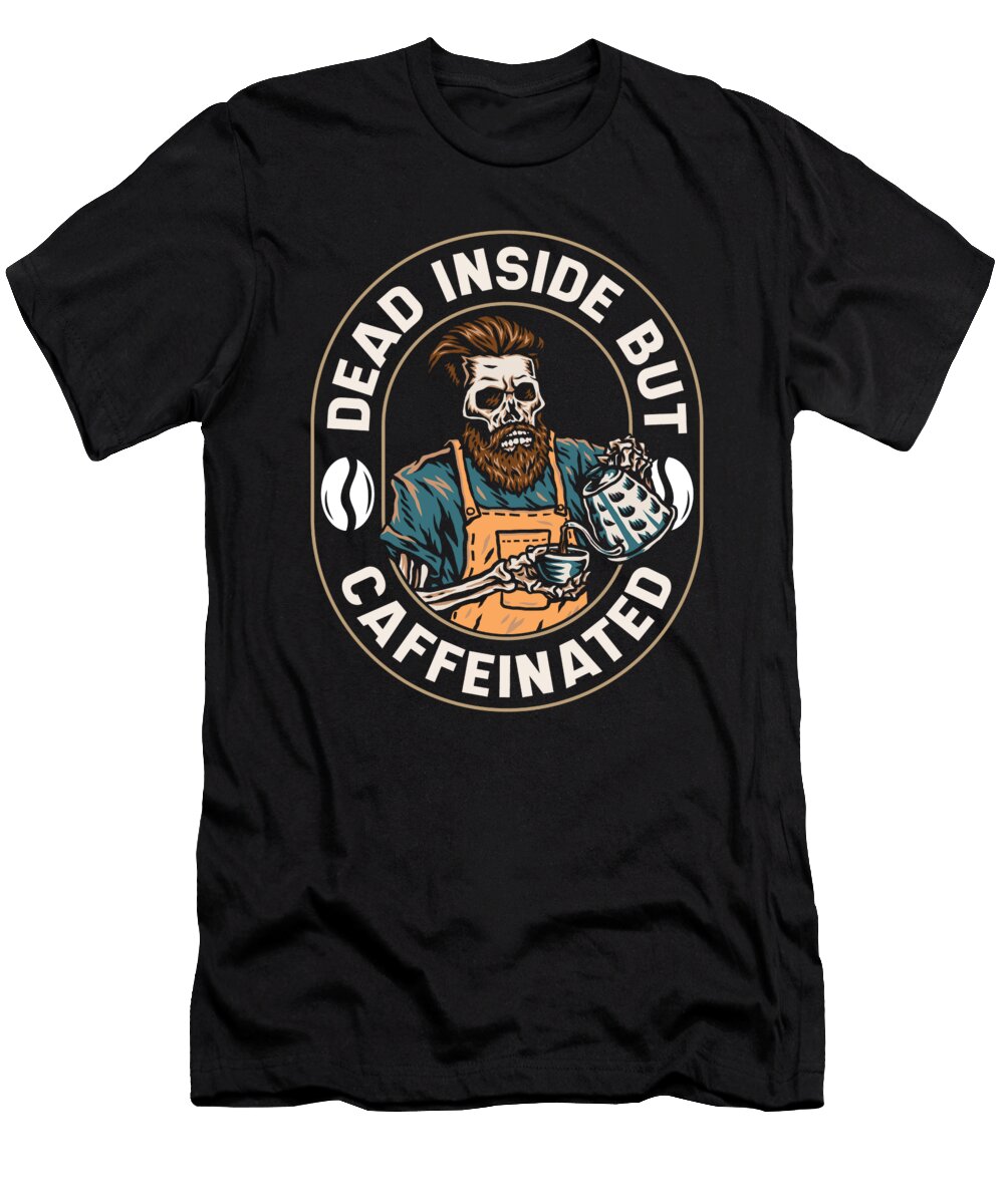 Dead Inside But Caffeinated Caffeined Coffee Halloween Crazy Squirrel T-Shirt