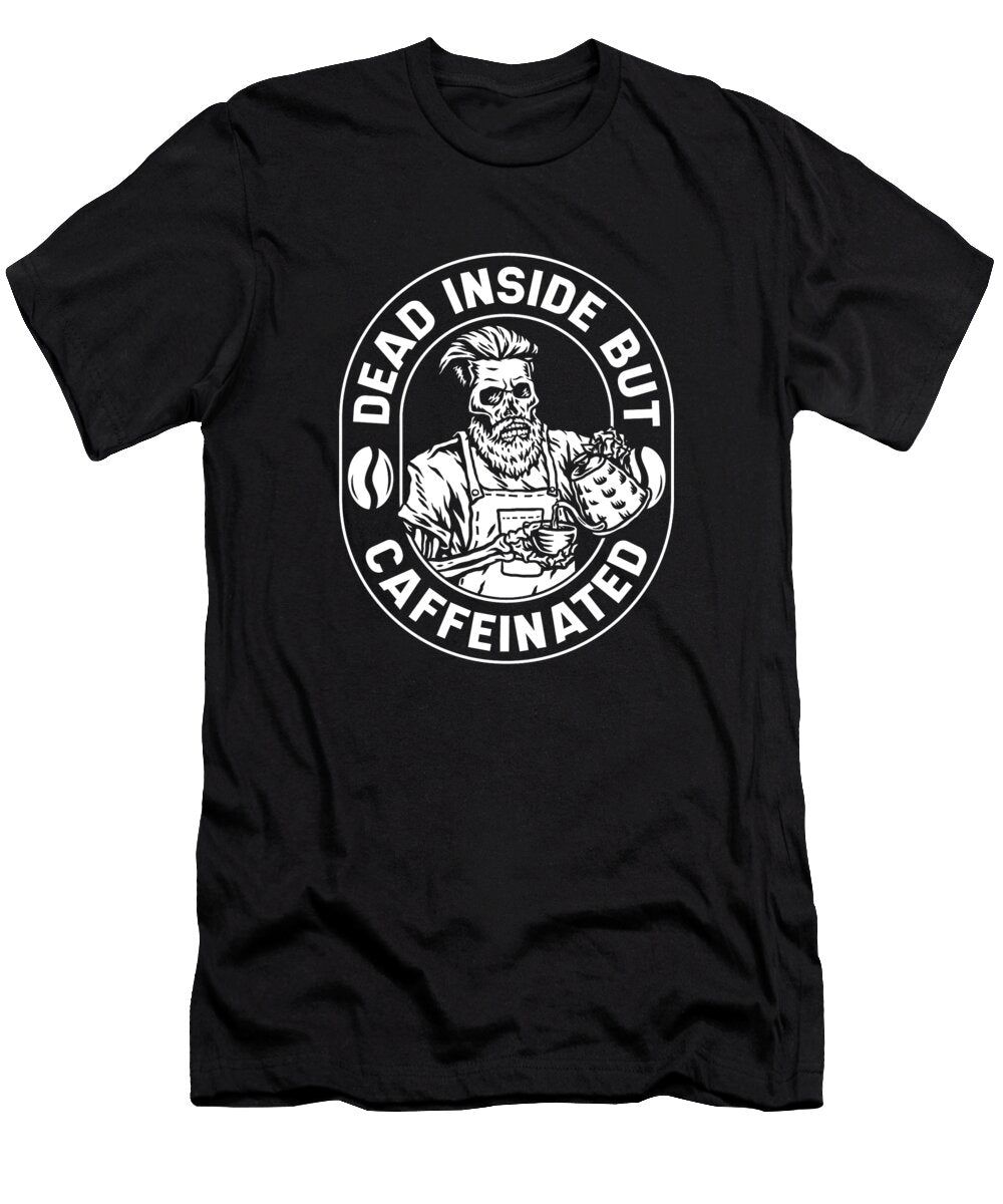 Dead Inside But Caffeinated Skeleton Coffee Halloween Crazy Squirrel T-Shirt