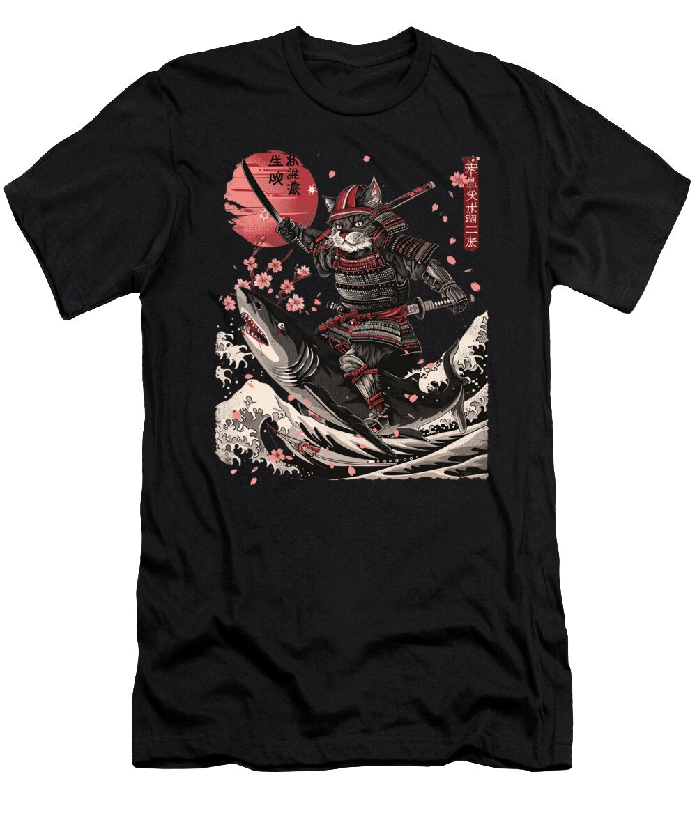 Deep Sea Diver Cat Riding a Submarine Dnt Prints Art T-Shirt