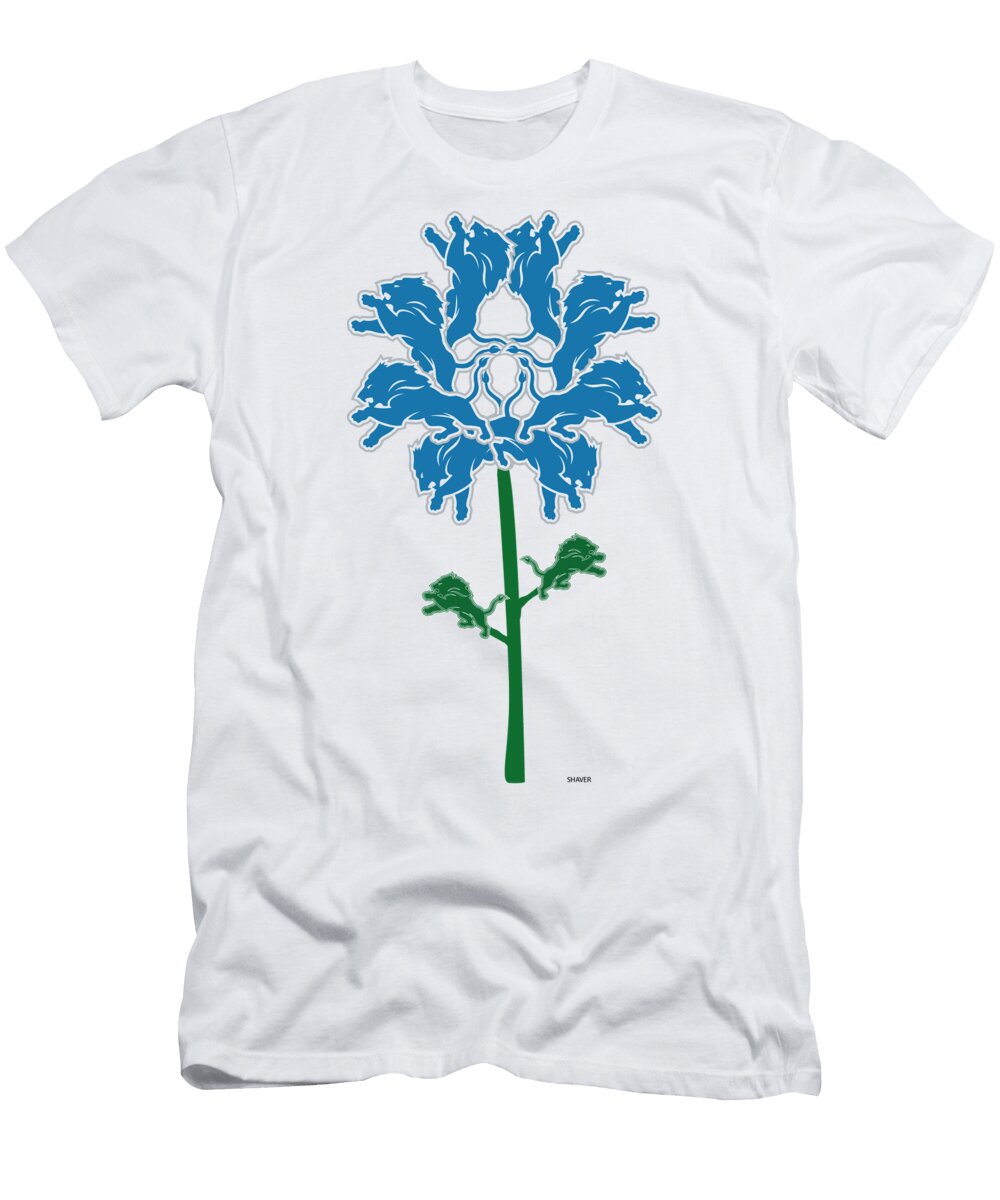 Detroit Lions NFL Football Team Logo Flower Art Steven Shaver T-Shirt