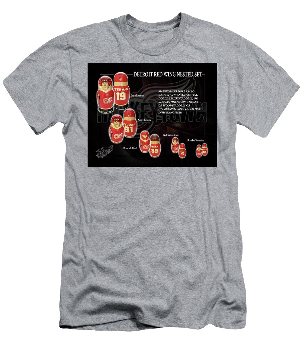 Detroit Red Wing Hockey Nested Figurines Bob Wood T-Shirt