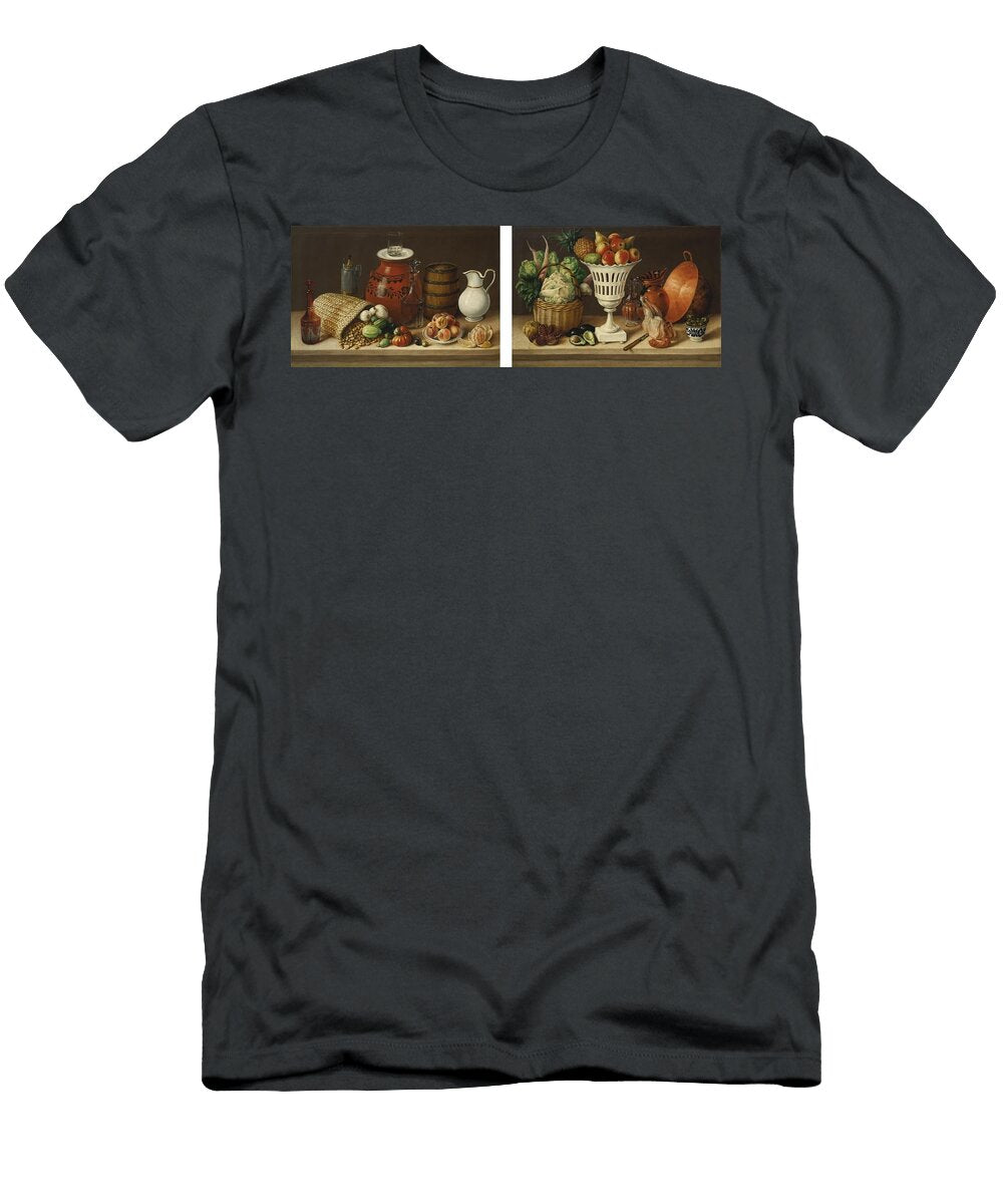 Dining Table with Vase Chicken Vegetables Pomegranate and Avocados Artistic Rifki T-Shirt