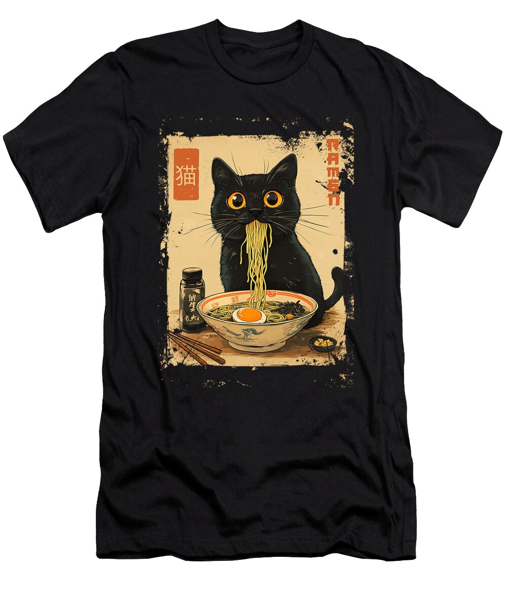Dirhame Funny Japanese Cat Ramen Anime Kawaii Zyneu Gangd T-Shirt