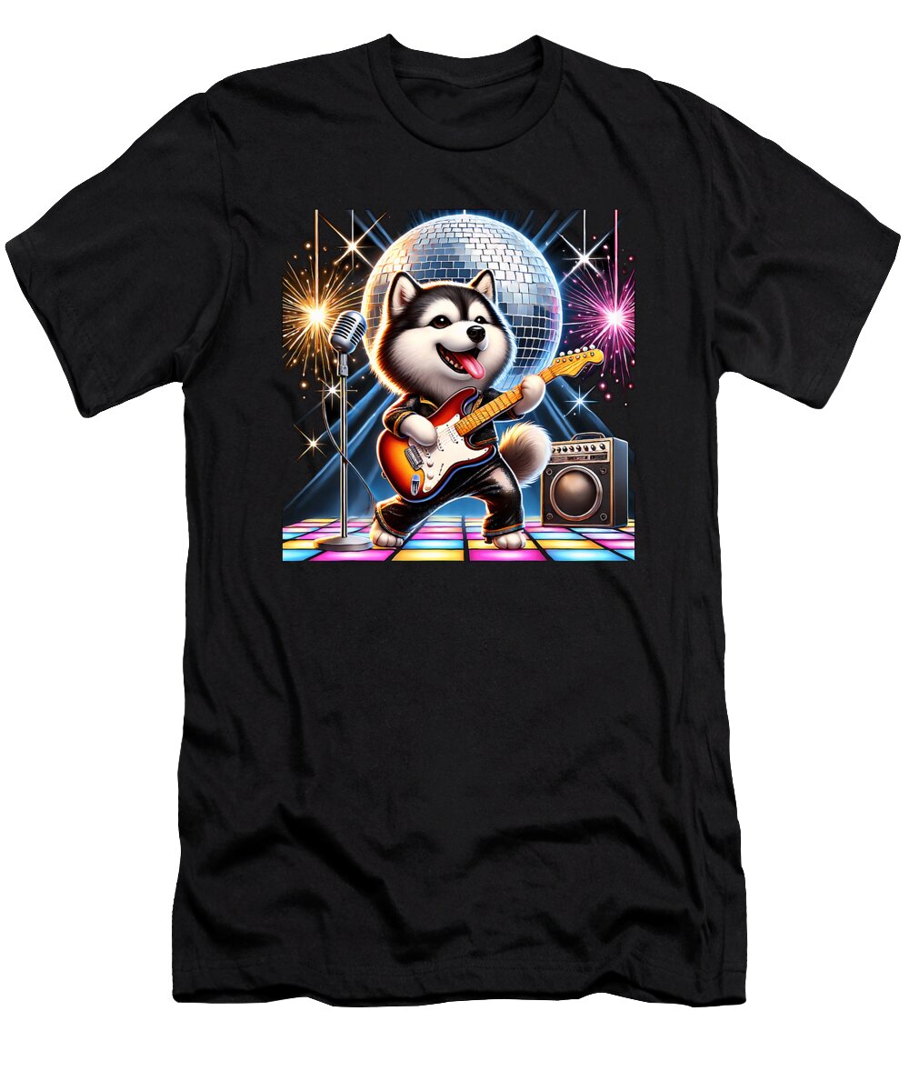 Disco Ball Guitar Alaskan Klee Kai Dog Zyneu Gangd T-Shirt
