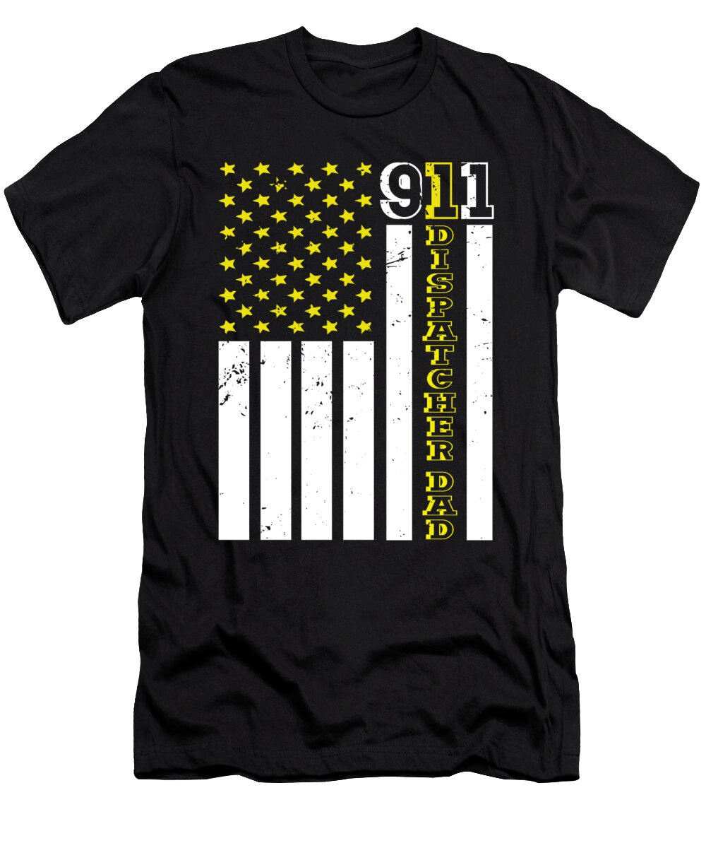 Dispatcher Dad 911 American Yellow Flag Policeman Florian Dold Art T-Shirt