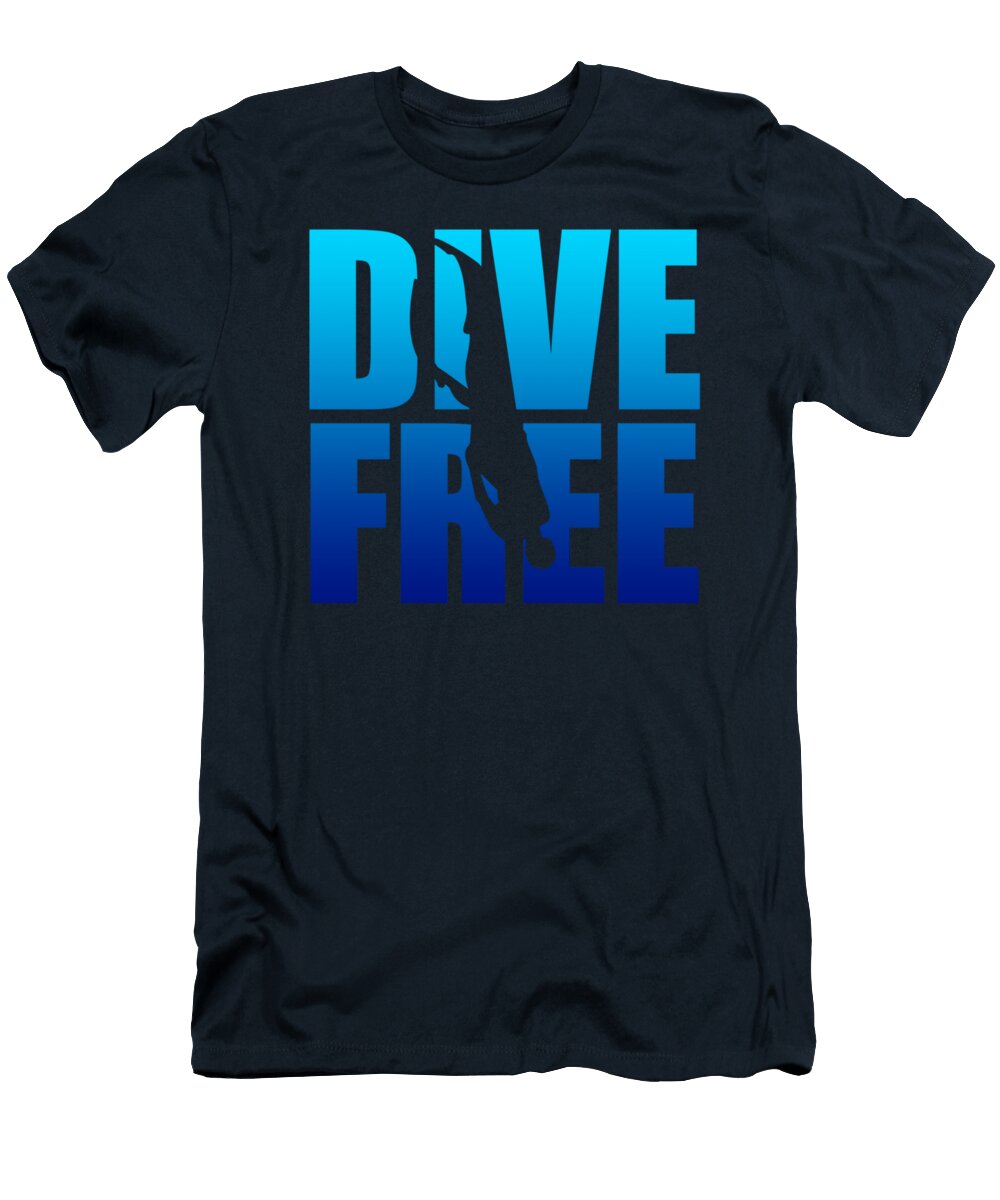 Dive Free Silhouette Diver Cool Scuba Deep Sea Diver Alexm Blair T-Shirt