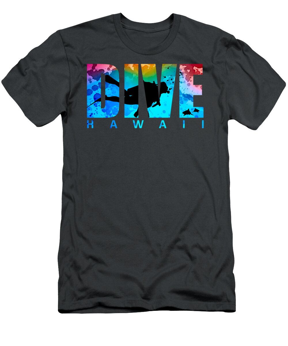 Dive Hawaii Sunset Sharks Scuba Diver Diving Snorkeling Lamyaa Eliya T-Shirt