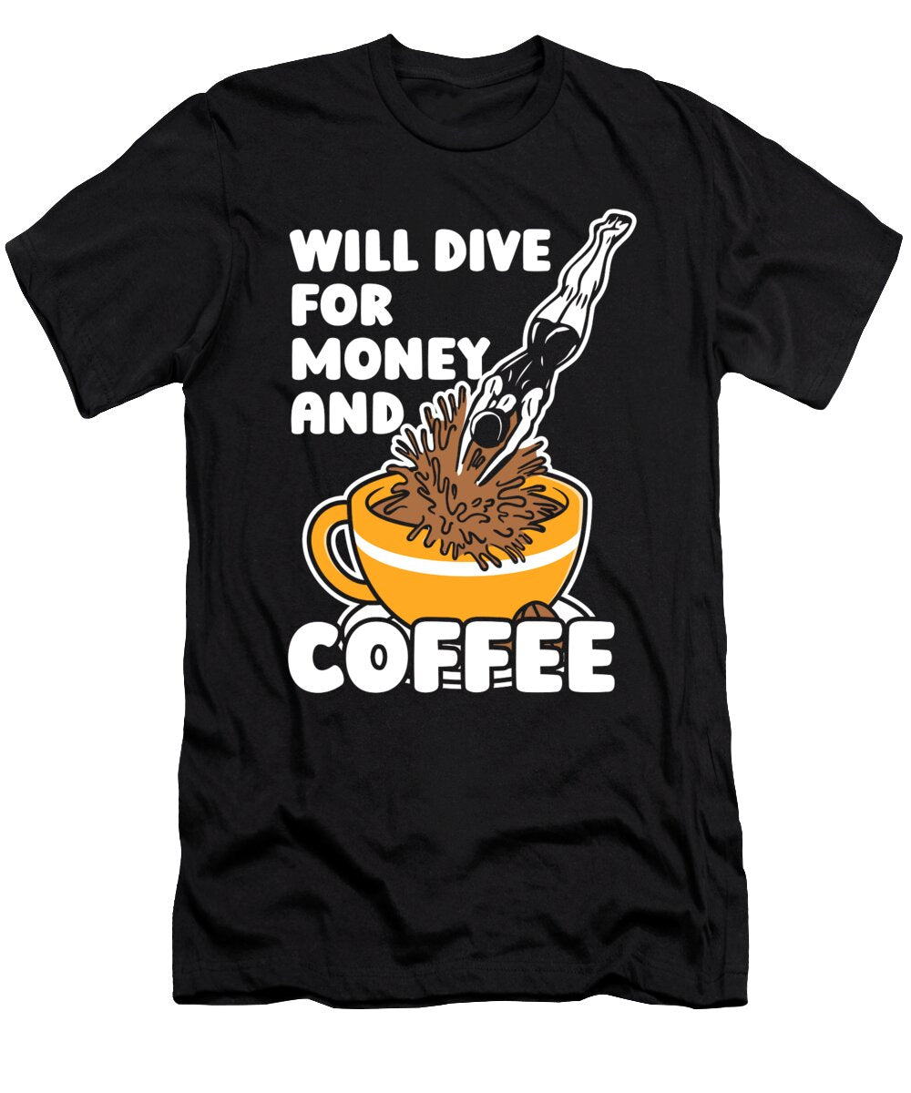 Diver Coffee Scuba Snorkeling Dive Commercial Diving Crazy Squirrel T-Shirt