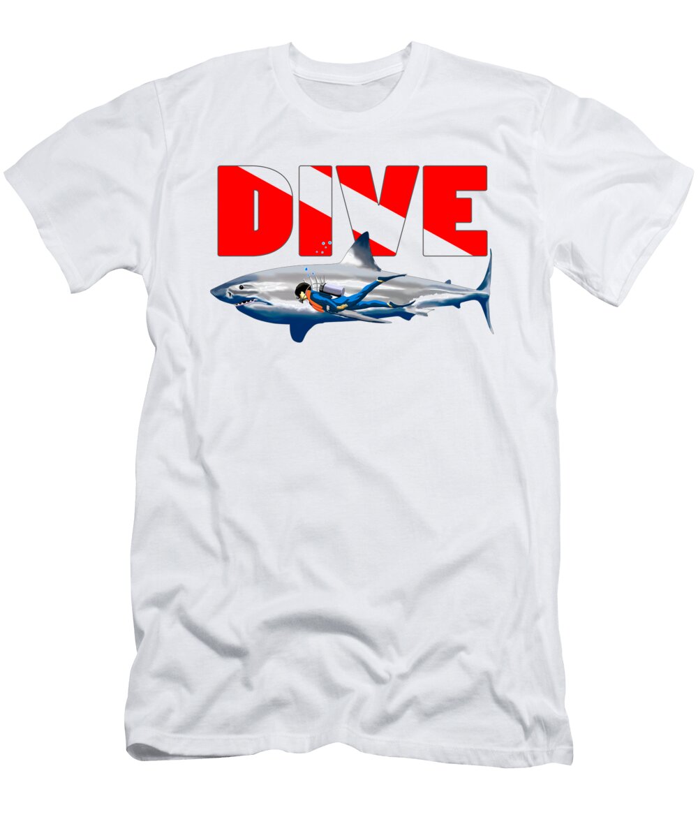 Diver Down Flag Shark Diving Scuba Diving Macdonald Creative Studios T-Shirt
