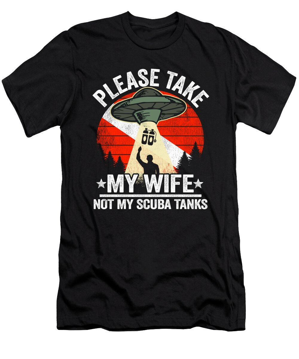 Diver Down Flag Vintage Ufo Funny Scuba Diving Dad Lisa Stronzi T-Shirt