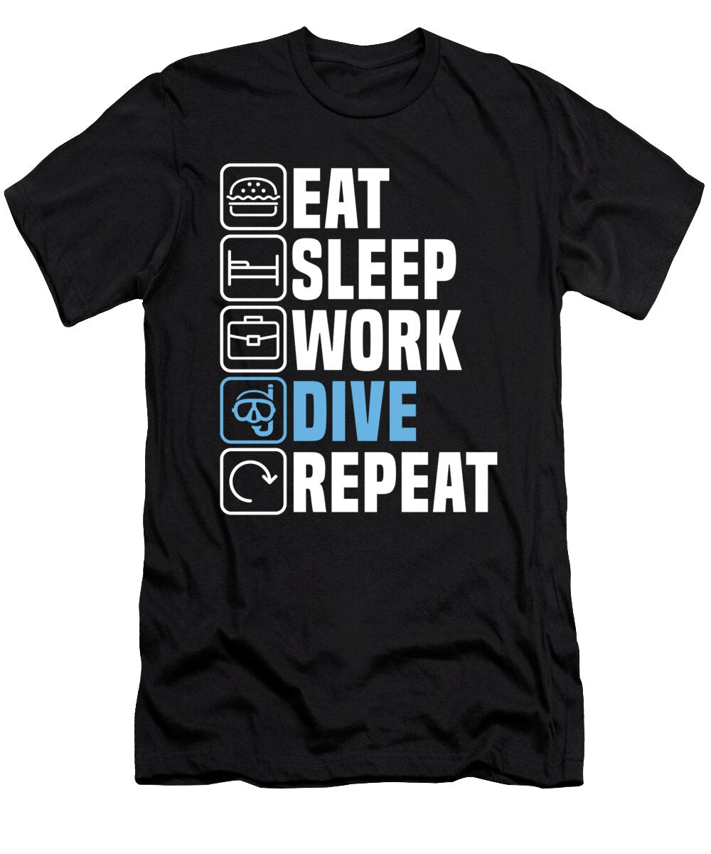 Diver Eat Sleep Scuba Dive Snorkeling Commercial Diving Crazy Squirrel T-Shirt