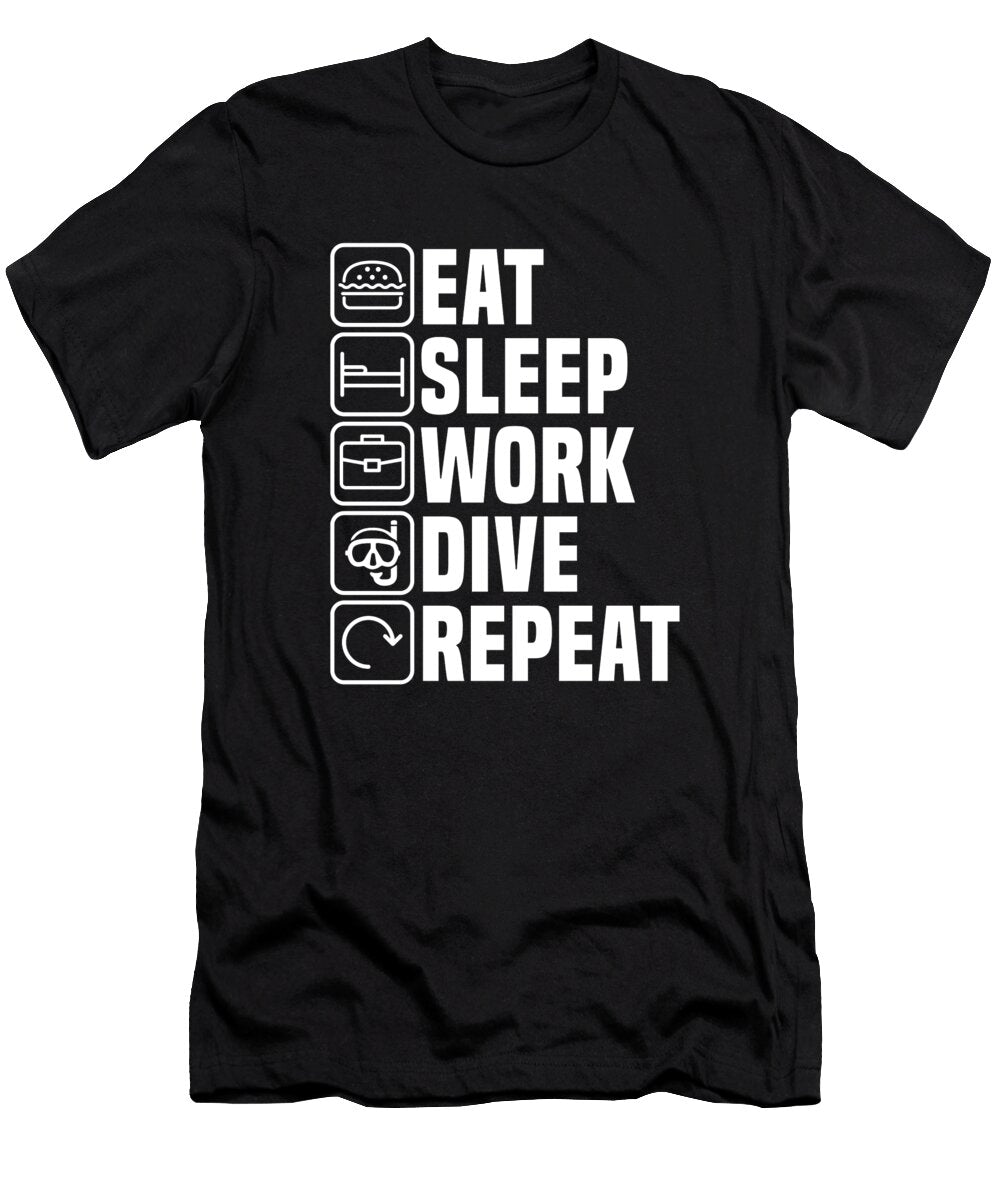 Diver Eat Sleep Scuba Snorkeling Dive Commercial Diving Crazy Squirrel T-Shirt