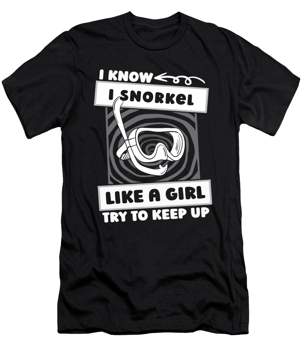Diver Girl Diving Snorkel Snorkeling Crazy Squirrel T-Shirt