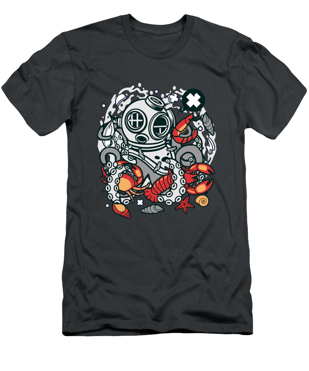 Diver Octopus the Curve T-Shirt