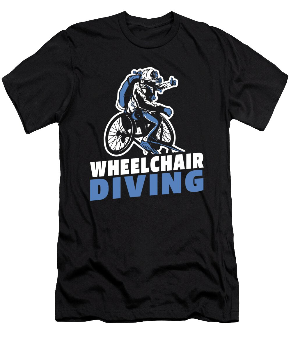Diver Wheelchair Snorkeling Dive Scuba Diving Crazy Squirrel T-Shirt