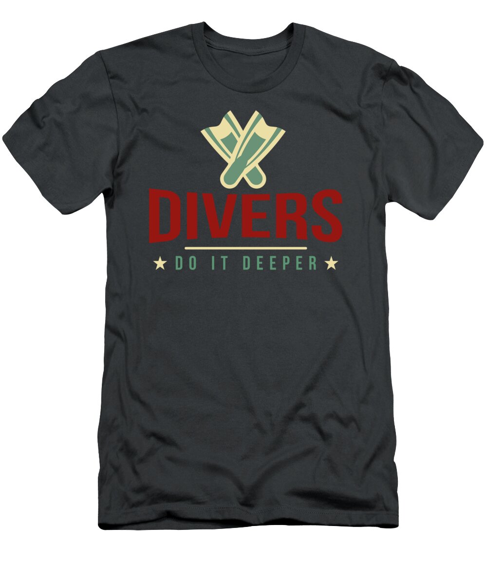 Divers Do It Deeper Diving for Men Instructor Diver Buddy Crazy Squirrel T-Shirt