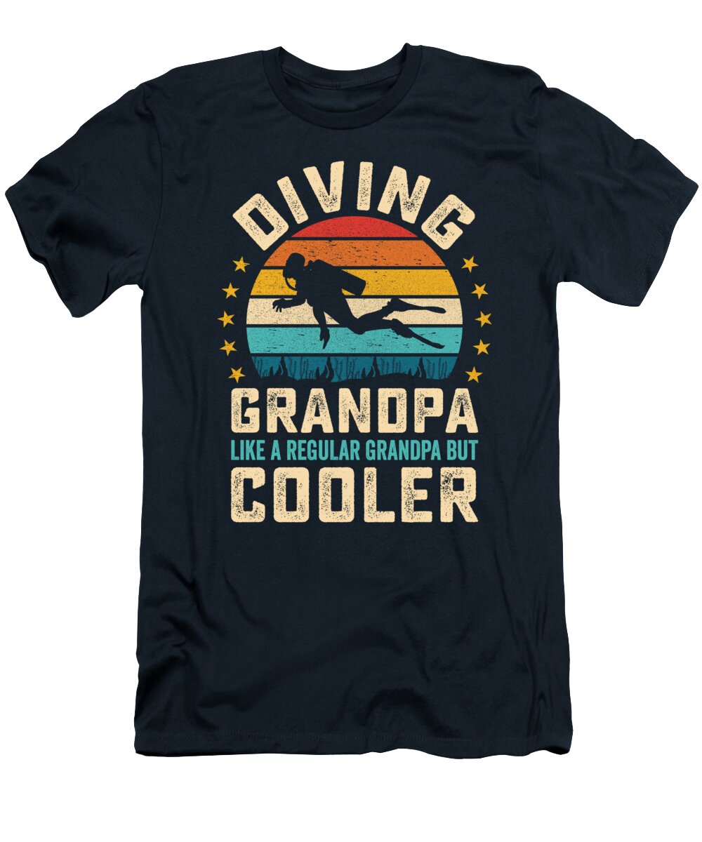 Diving Grandpa Retro Sunset Diver Granddad Licensed Art T-Shirt