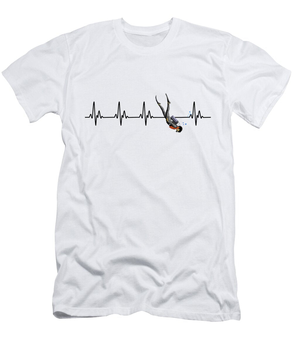 Diving Heartbeat Scuba Diver Ekg Line Macdonald Creative Studios T-Shirt
