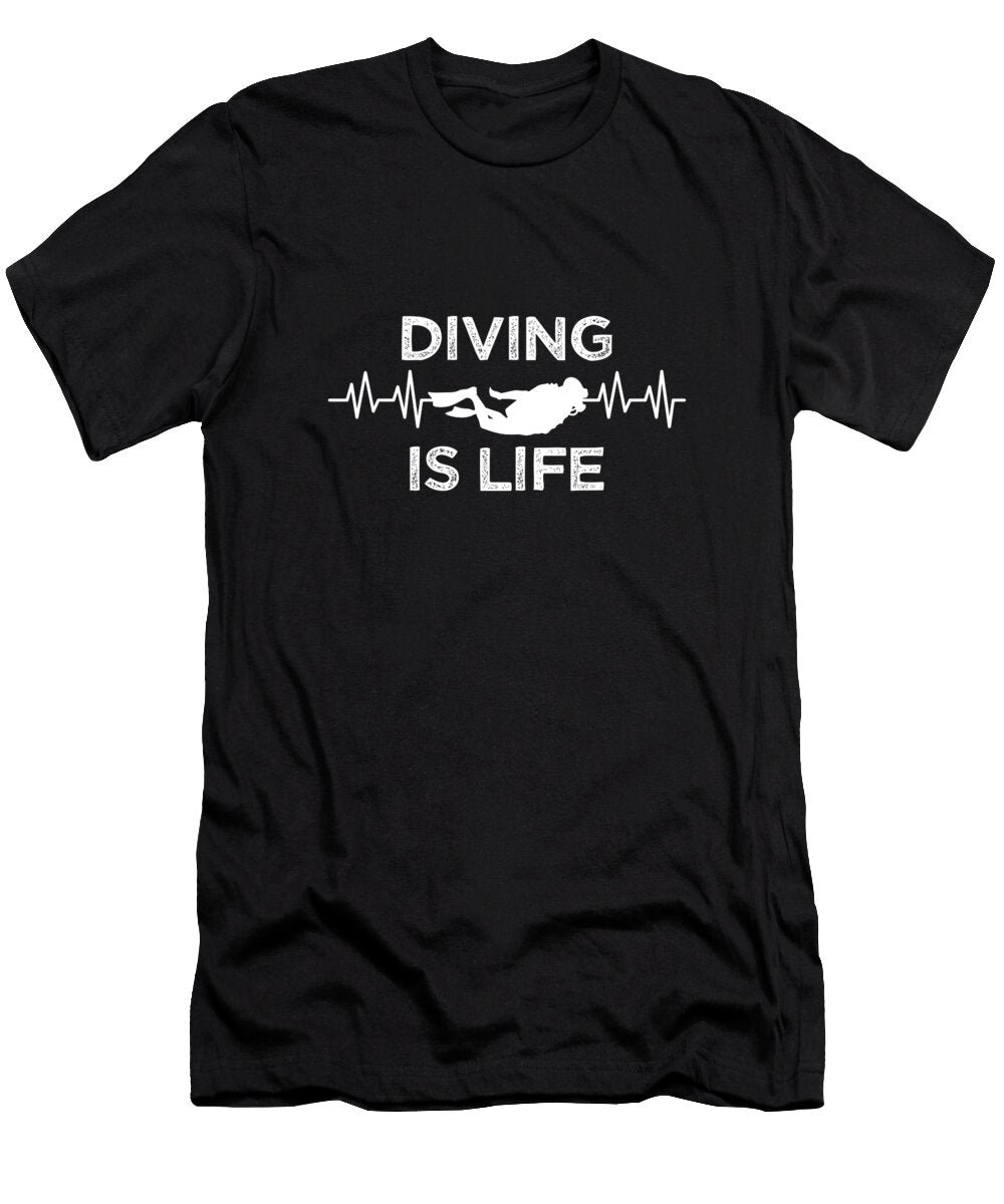 Diving Is Life Heartbeat Design Diving Ocean Ari Shok T-Shirt