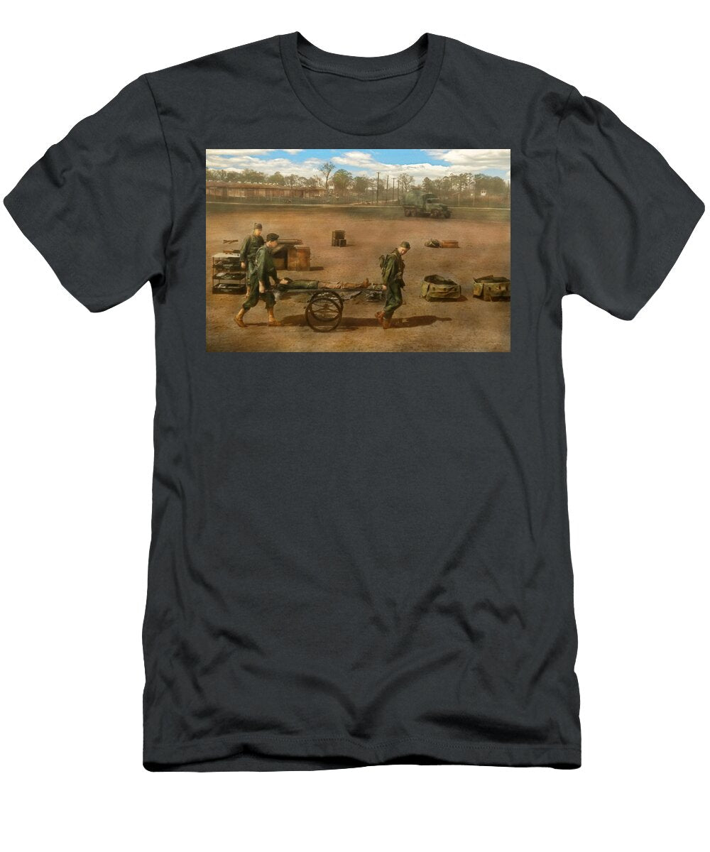 Doctor Demonstrating a Wheel Litter Mike Savad T-Shirt