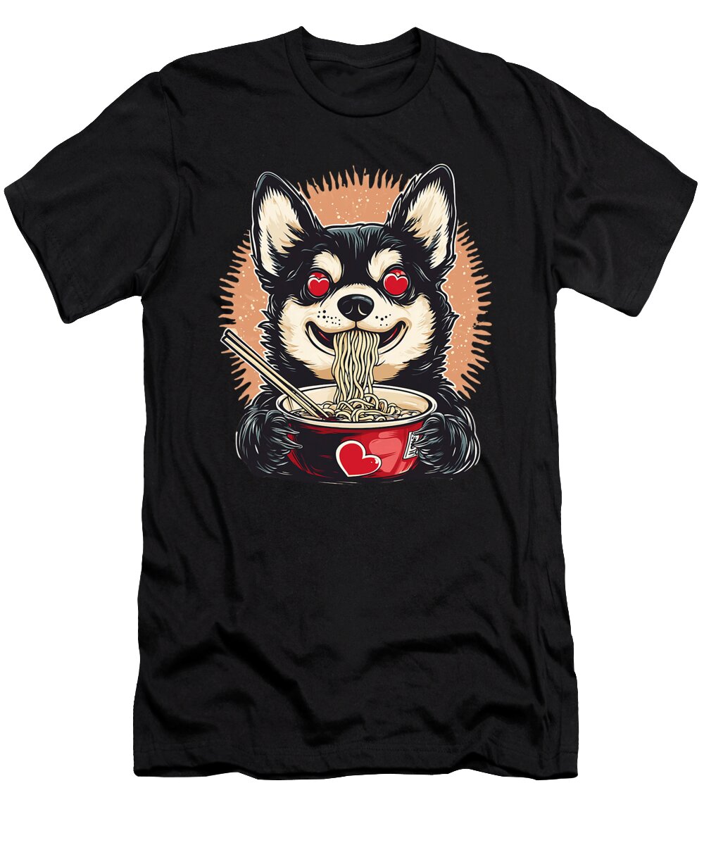 Dog Heart Eyes Japanese Ramen Funny Dog Day Zyneu Gangd T-Shirt