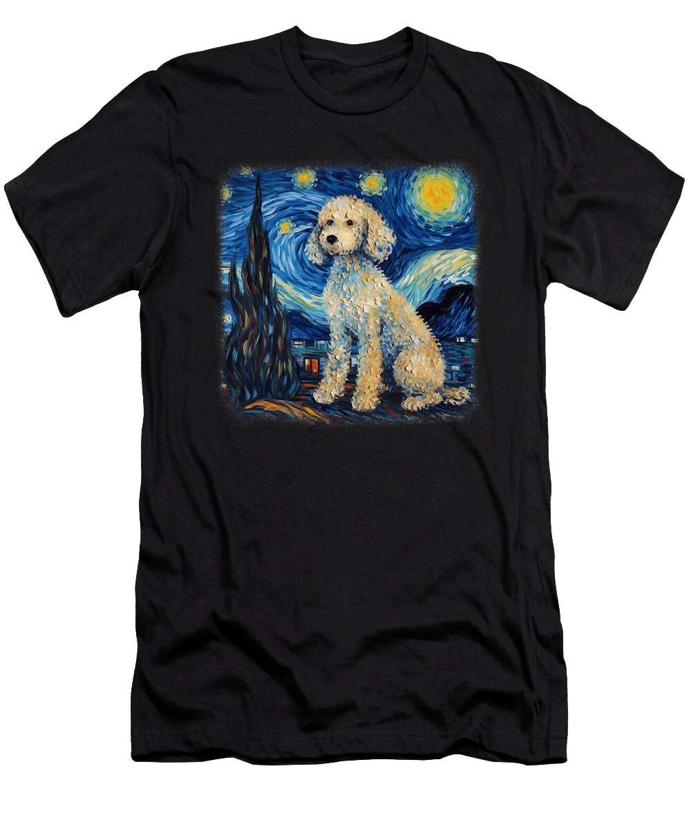 Dog in Starry Night Van Gogh Poodle Men Women Zyneu Gangd T-Shirt