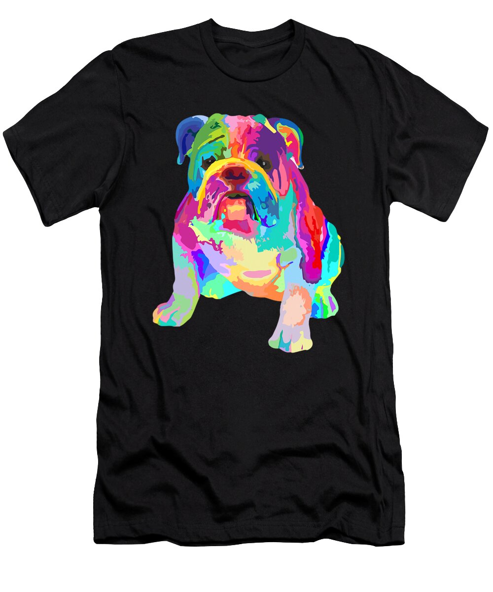 Dog Lover Womens Colorful Cool English Bulldog Shannon Nelson Art T-Shirt