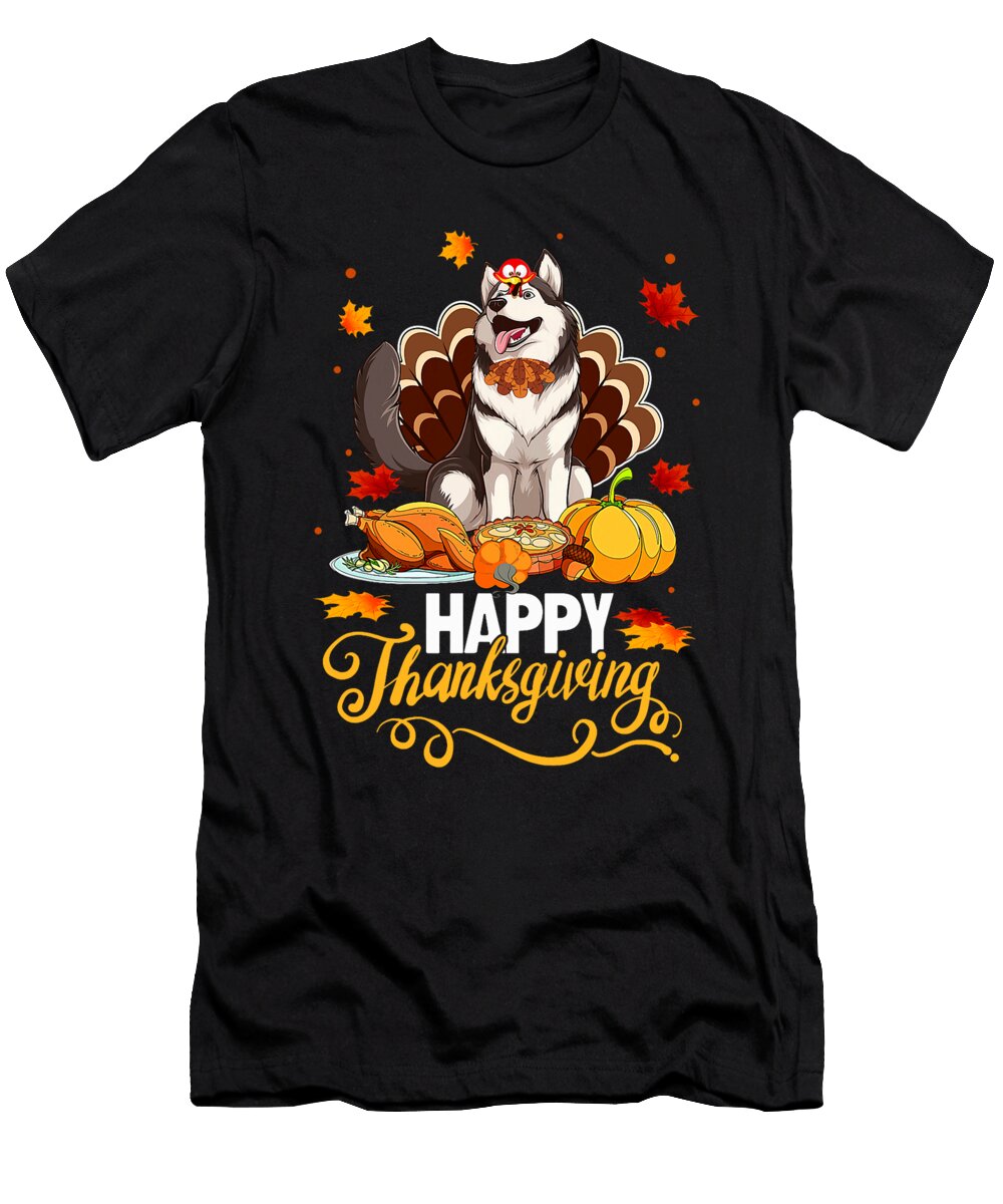 Dog Lovers Cute Husky Turkey Happy Thank Studi Alex T-Shirt