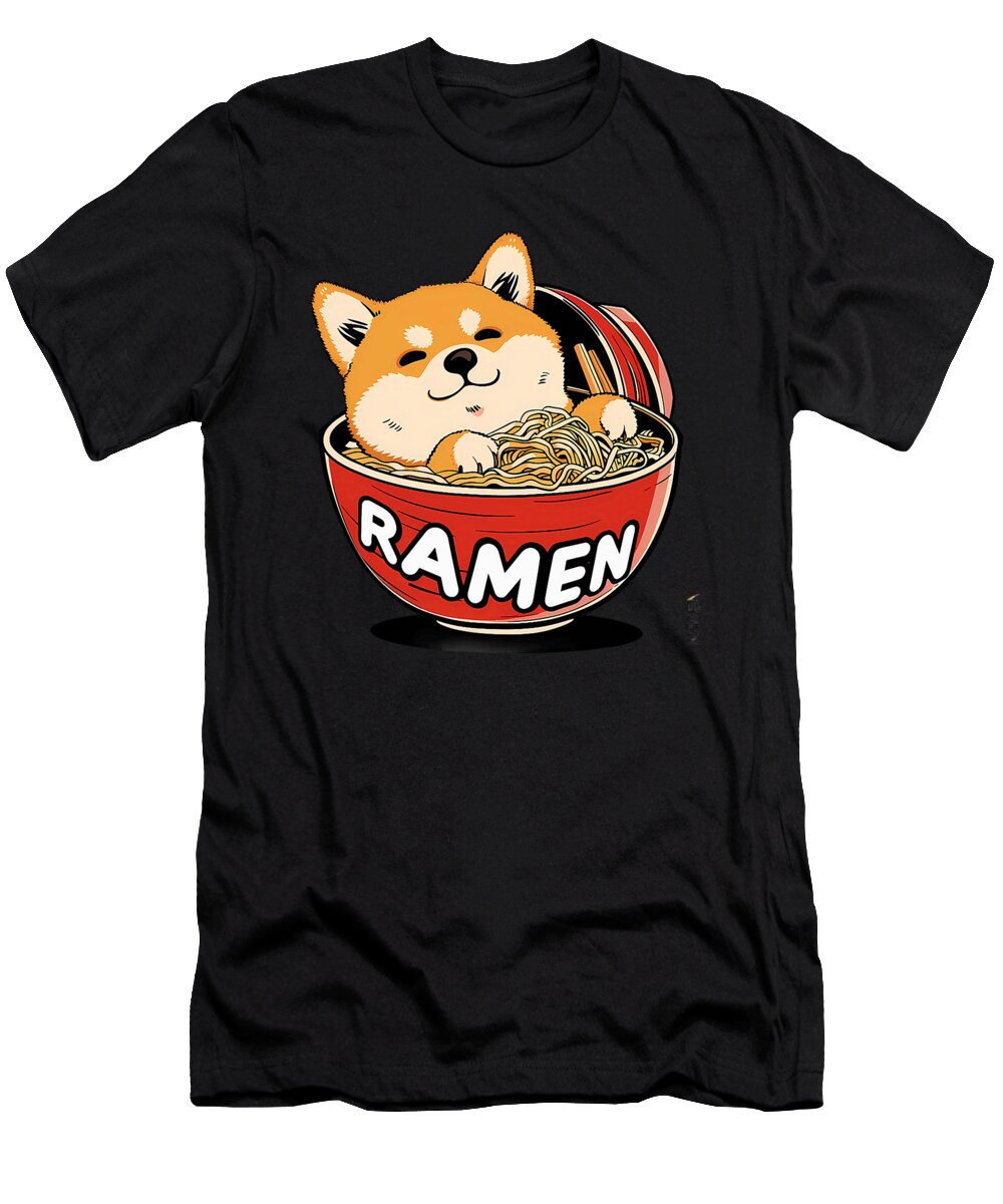 Dog Noodle Art Japanese Noodles Artwork Dog Bowl Zyneu Gangd T-Shirt
