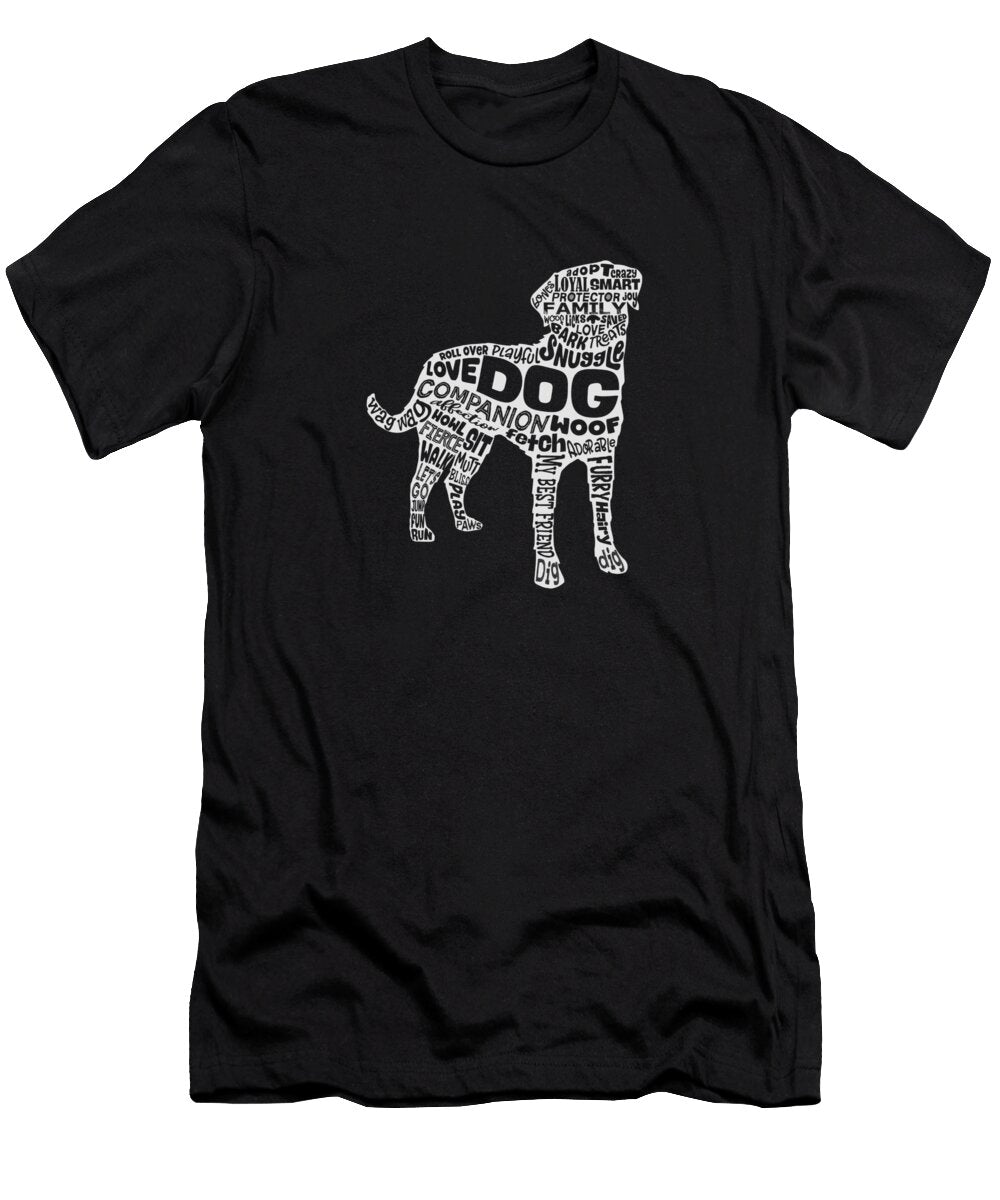 Dog Silhouette Word Cloud Laura Ostrowski T-Shirt