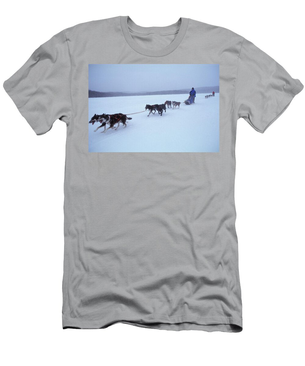 Dog Sledding Across Frozen Lake Joel Sheagren T-Shirt