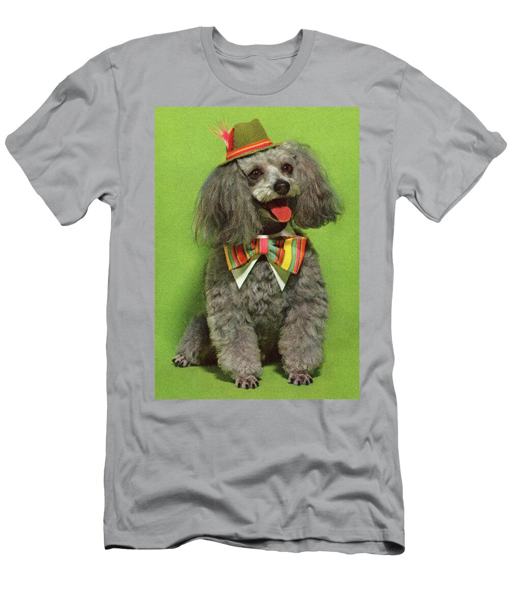 Dog Wearing Hat and Bowtie Csa Images T-Shirt